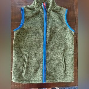 Lands’ End Boys XL Fleece sweater jacket vest - green with blue piping (C4)